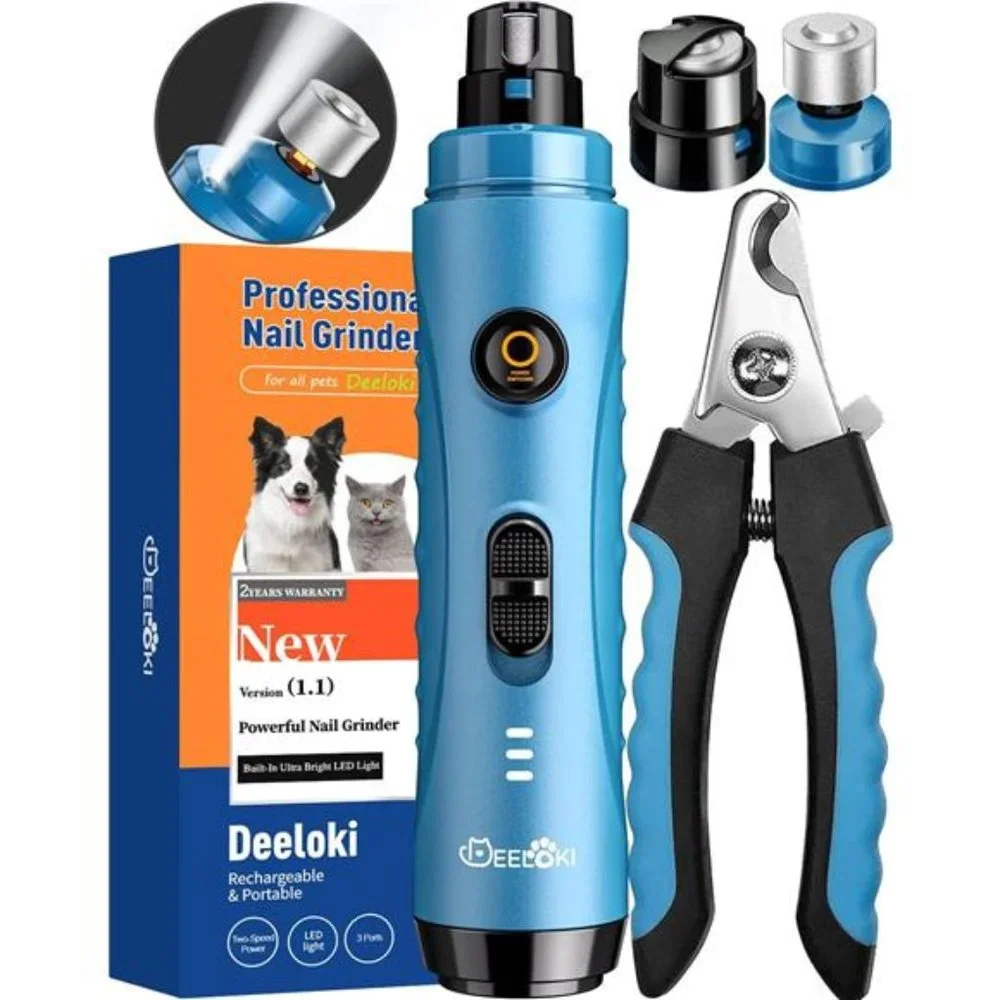 Dog Nail Grinder with LED Light Upgraded 2 Speeds Painless Pet Dog Nail Trimmers